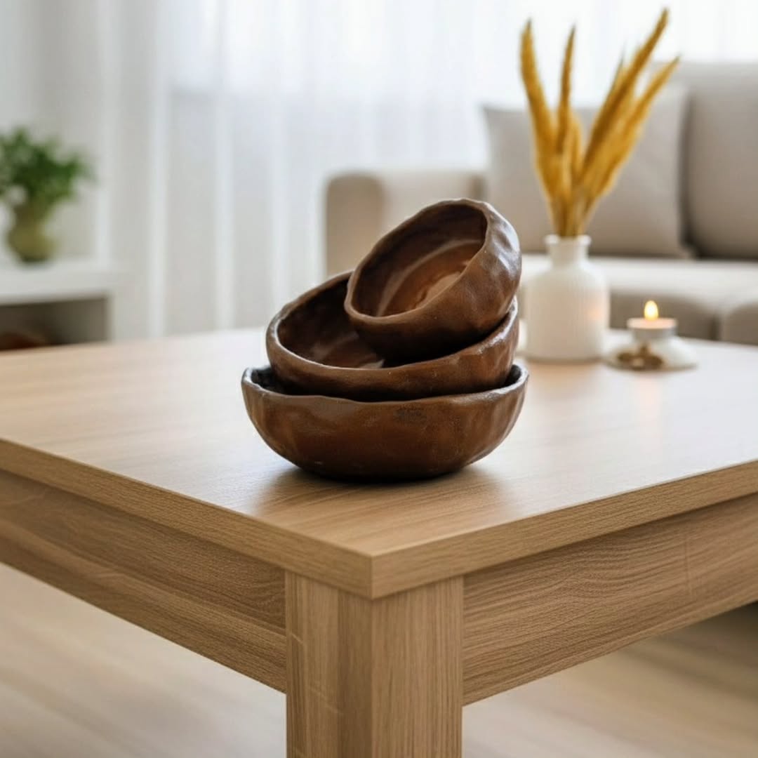 ست کاسه‌های دفرمه طرح چوب