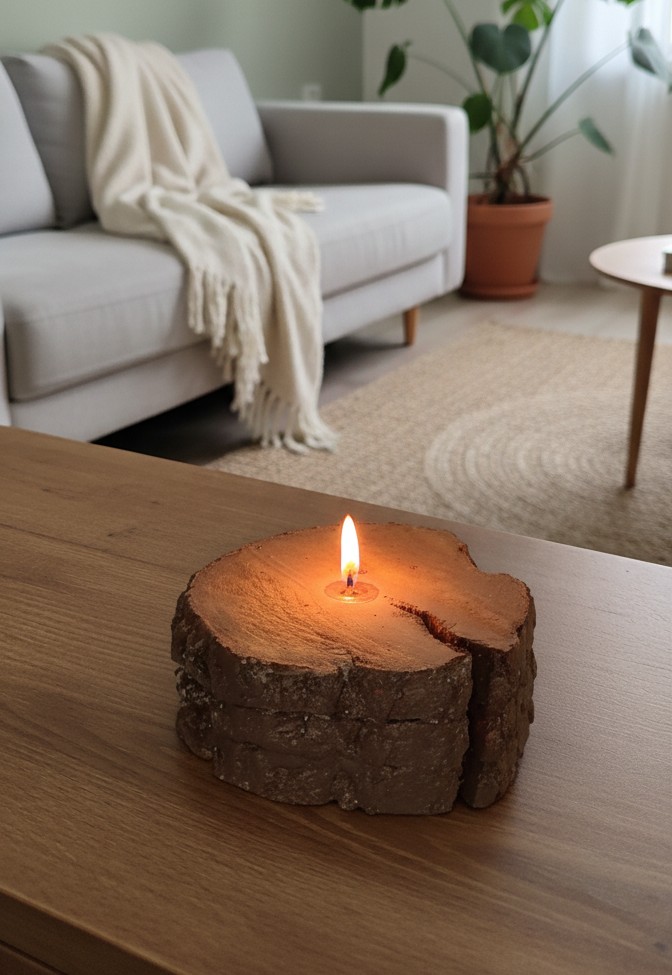 شمع دکوری اسلب طرح چوب